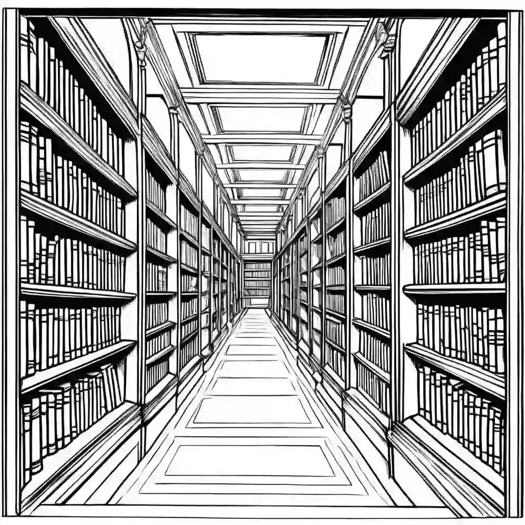 Libraries coloring pages